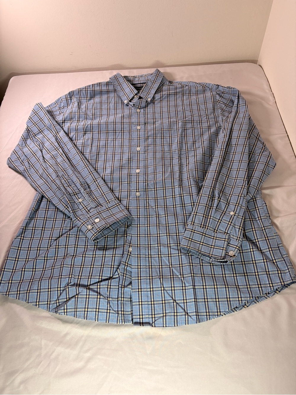 croft & barrow Light Blue Plaid Button-Down Shirt(bc4)